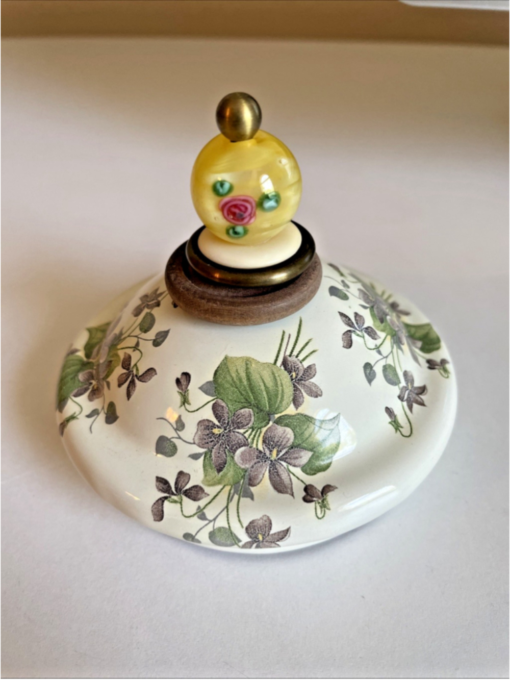 1995 MacKenzie Childs Camp Floral Enamelware Tea Pot/Sugar Bowl Violets Lid Only